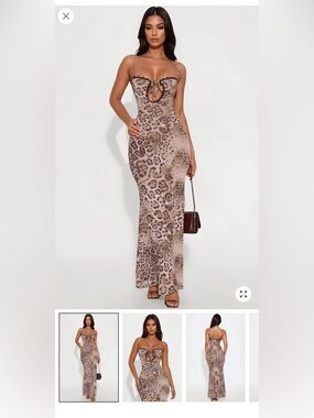 Fashion Nova Mesh Leopard-Print Maxi Dress - Chloe